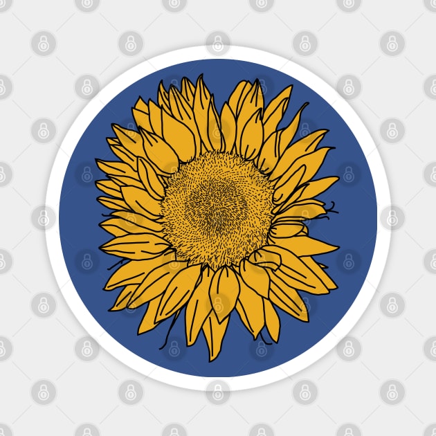 Yellow Sunflower Line Drawing Magnet by ellenhenryart